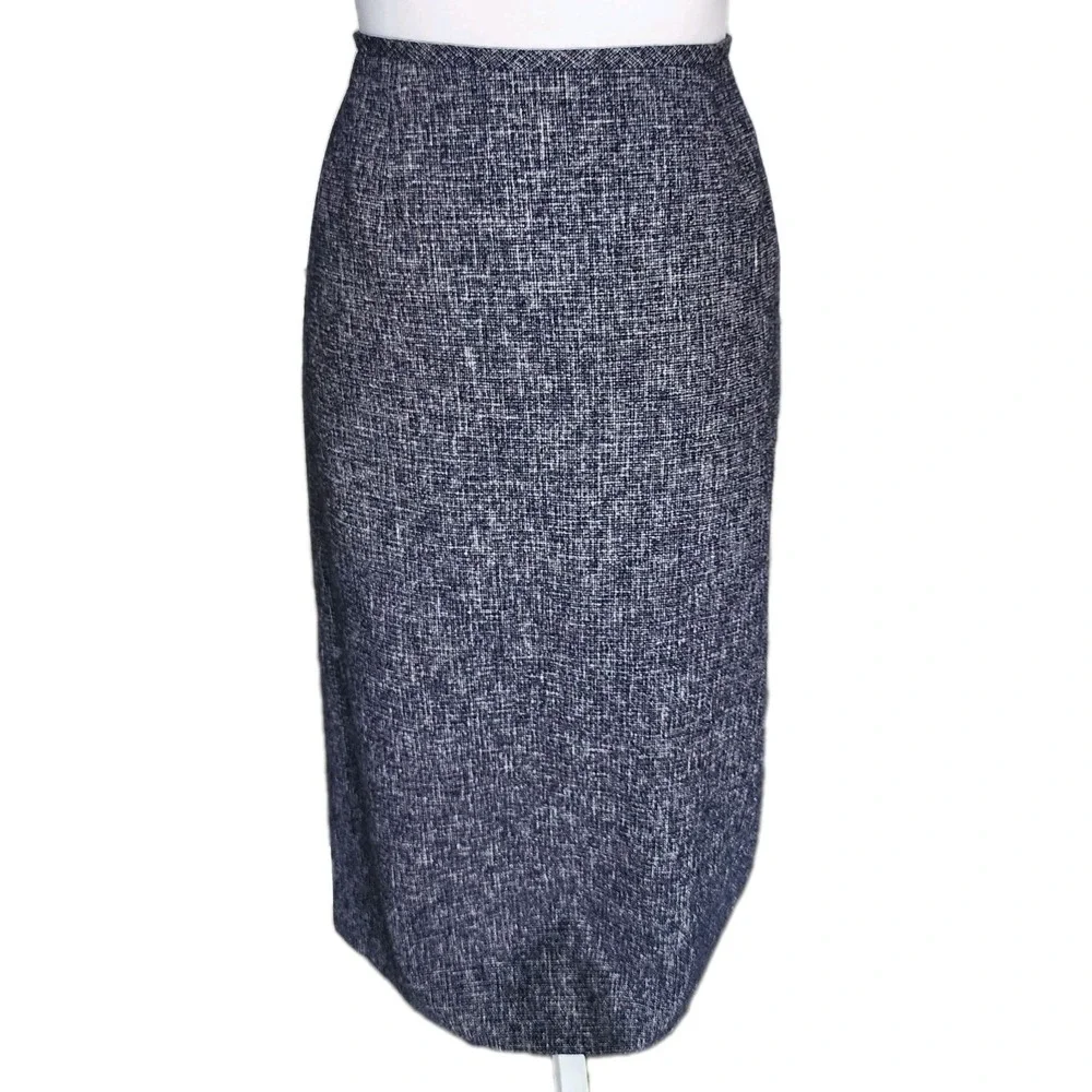 Preston & York 2pc‎ Skirt Suit Set Womens 12 Blue White Business Career Office